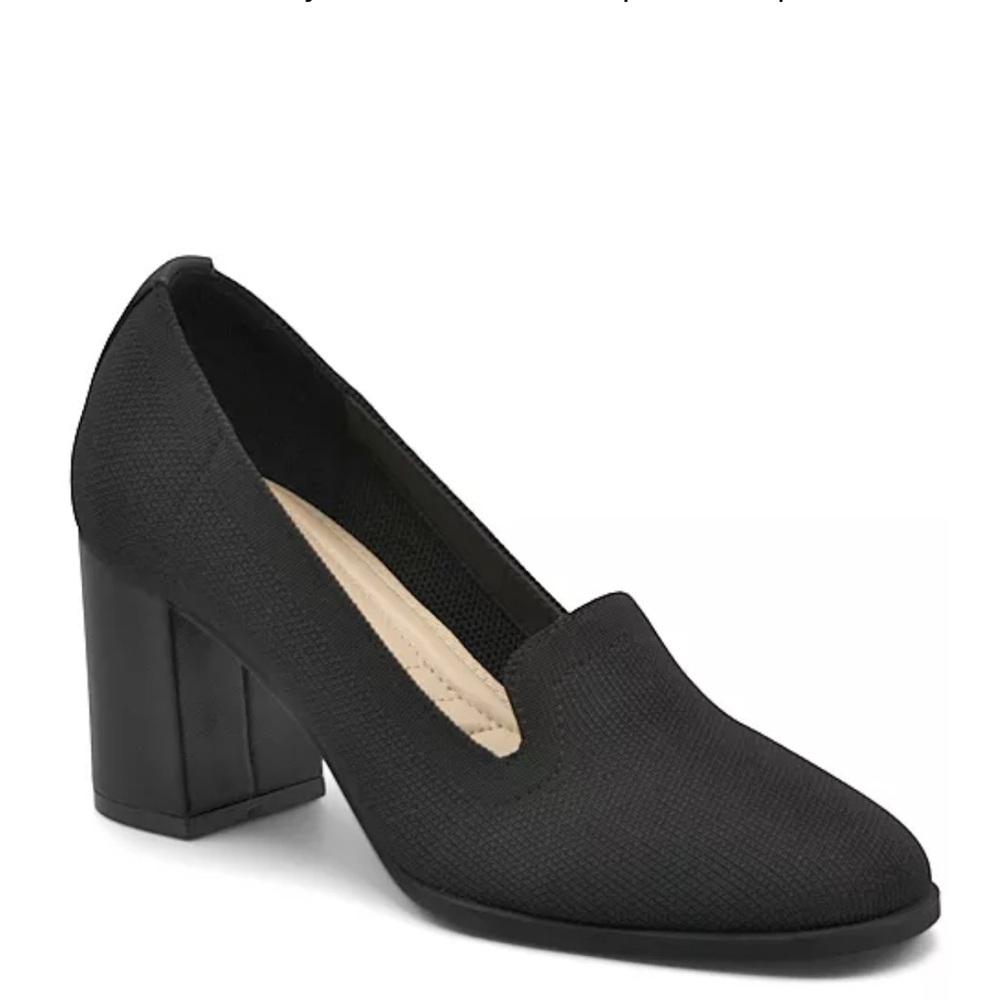 Adrienne Vittadini Women's Brittiny Stretch Heeled Slip-on Pumps-Black-Size 8M